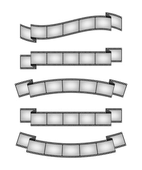 Set of vintage film strips ribbon seal design element. Vector stock illustration