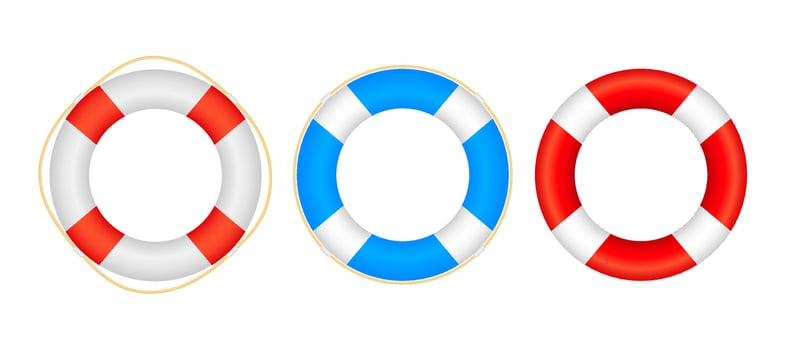 Realistic Style, set lifebuoy Isolated on White Background. Vector stock illustration