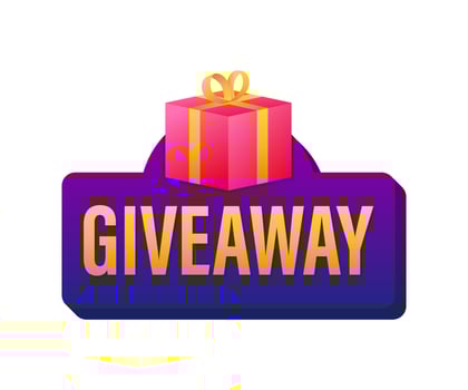 Gift box icon design template. Giveaway. Typography design. Post box. Winner banner. Vector stock illustration