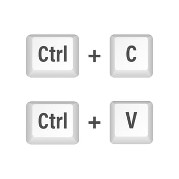 Ctrl C and Ctrl V computer keyboard buttons. Desktop interface. Web icon. Vector stock illustration