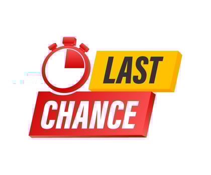 last chance and last minute offer with clock signs banners, business commerce shopping concept. Vector stock illustration