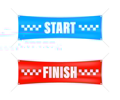 Start finish. Winner banner. Flat line cartoon vector illustration