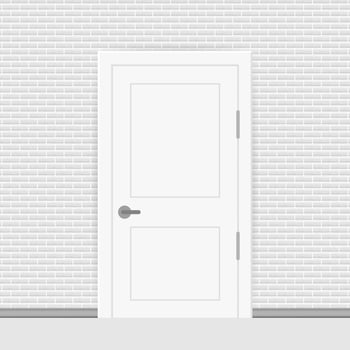 Open end closed door. Interior design. Business concept. Front view. Home office concept. Business success vector