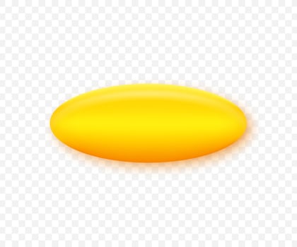 Fish oil pill. Realistic icon on gold backdrop. Icon for healthcare design. Vector stock illustration