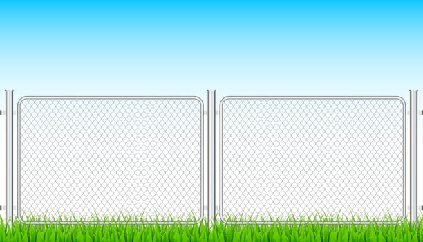 Fence wire metal chain link. Prison barrier, secured property. Vector stock illustration