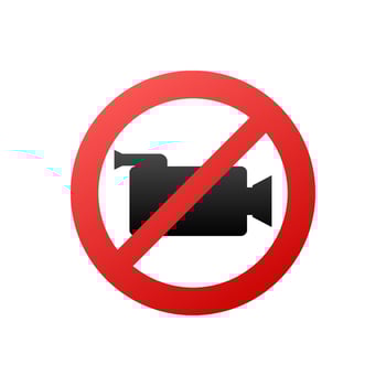 no record. Photo camera vector icon. Picture on white backdrop. Stop sign. Web icon. Symbol, sign. Vector stock illustration