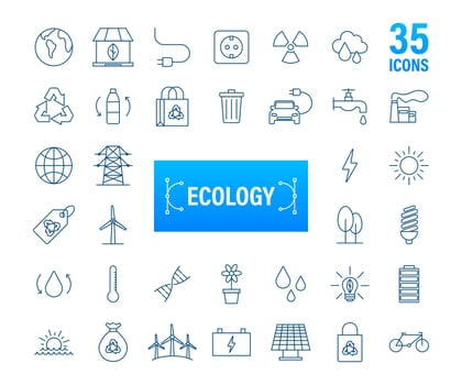 Set ecology, nature. Solar power. Save planet Vector stock illustration