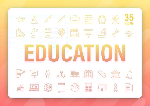 Set icon education for mobile app design. Online course line icon set. Online study, education. Vector stock illustration