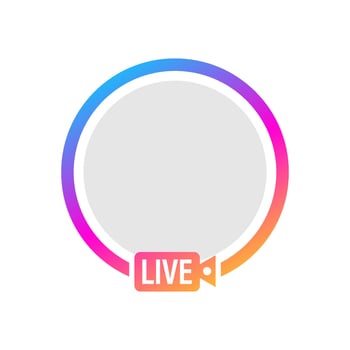 Social media icon avatar frame. Live stories user video streaming. Vector illustration
