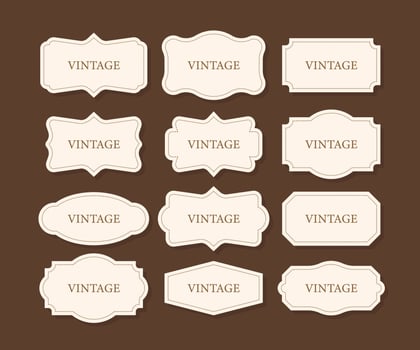 Vintage Frames Set, clipart bundle. Retro collection for decorative design. Frame Retro collection for decorative design. Vector stock illustration