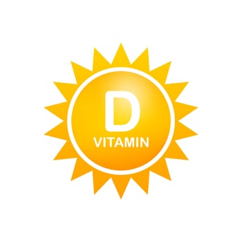 Vitamin D Icon with Sun. Vector stock illustration