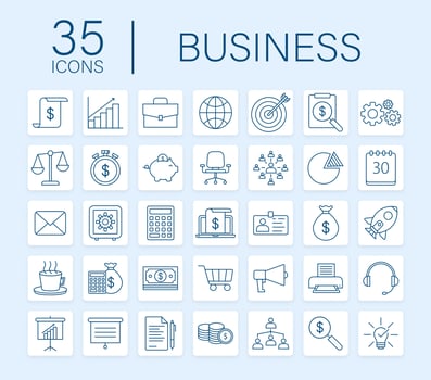 Global network connection. Business line icon set. Marketing network. Money line icon set. Vector stock illustration