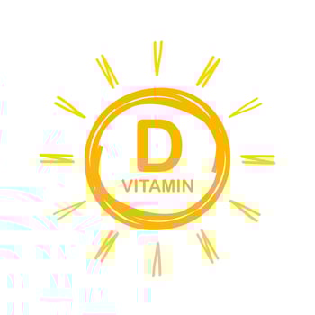 Vitamin D Icon with Sun. Vector stock illustration