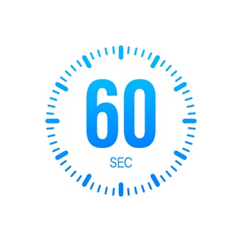 The 60 second, timer, stopwatch vector icon. Stopwatch icon in flat style. Vector stock illustration.
