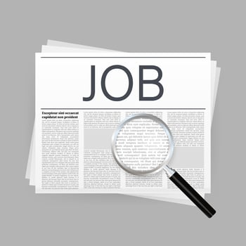 Job search newspaper for paper design. Recruitment interview. Vector stock illustration