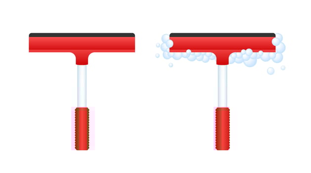 Window cleaning in modern style. Glass scraper glides over the glass. Cleaning and maintenance. Vector stock illustration
