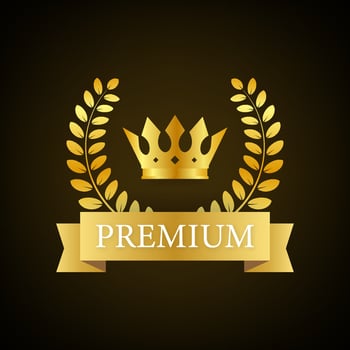 Premium. Premium in royal style on gold background. Luxury template design. Vector stock illustration