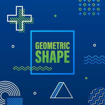 Geometric shape in vintage style. Bright color. Black abstract geometric background. Vector stock illustration