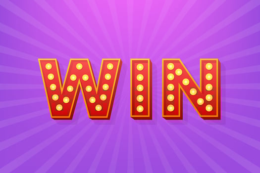 Retro light text win. Retro light bulb. Vector stock illustration