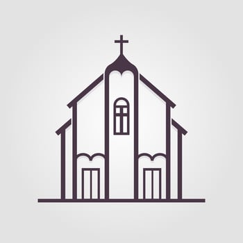Church, great design for any purposes. Interior design. Line icon. Construction building logo icon. Vector stock illustration