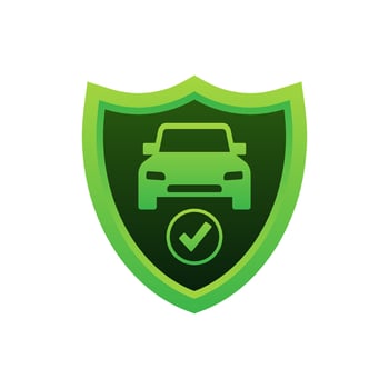 insurance contract document. Shield icon. Protection. Vector stock illustration