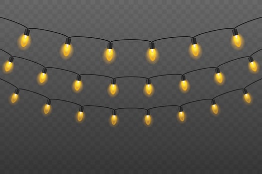 Christmas lights. Glowing lights for Xmas Holiday cards, banners, posters. vector