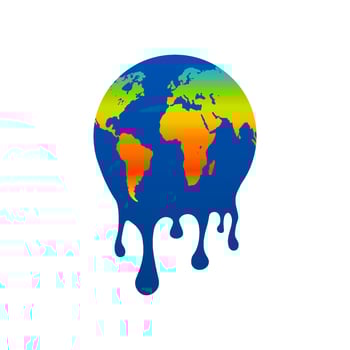 Global warming vector concept. Global climate map of the world. Vector stock illustration