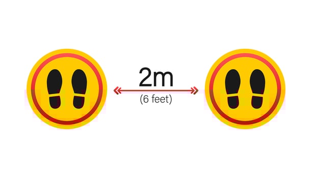 Social distance signage icon. Please wait here. Keep safe distance. Vector stock illustration