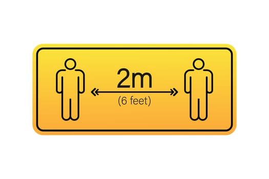 Social distance signage icon. Please wait here. Keep safe distance. Vector stock illustration