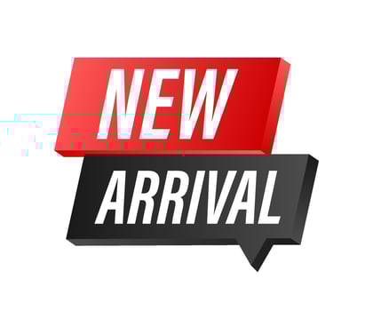 New arrival. Information poster brochure. Promotion sign. Banner promotion. Sticker design. Announcement poster concept. Vector stock illustration