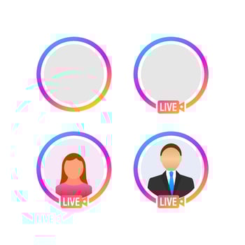Social media icon avatar frame. Live stories user video streaming. Vector illustration