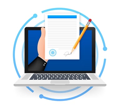 Electronic contract or digital signature concept. Vector stock illustration