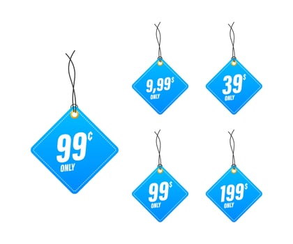 Discount sticker. Template with 99 only. Vector template design. Sale, price tag. Sale banner badge. Special offer price sign. Vector stock illustration