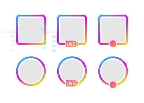 Social media icon avatar frame. Live stories user video streaming. Vector illustration