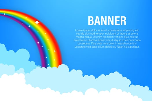 Rainbow. Clouds and rainbow. Vector stock illustration