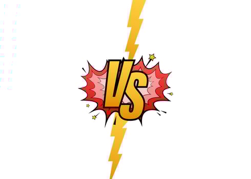 VS Versus Blue and red comic design. Battle banner match, vs letters competition confrontation. Vector stock illustration. Vector illustration