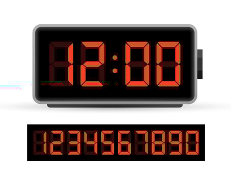 Digital clock number set. Time icon. Design element. Vector stock illustration. Vector illustration