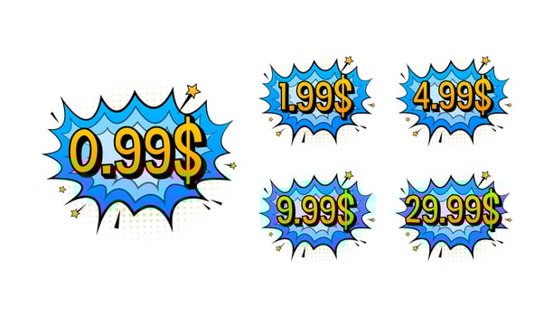 Discount sticker. Template with 99 only. Vector template design. Sale, price tag. Sale banner badge. Special offer price sign. Vector stock illustration