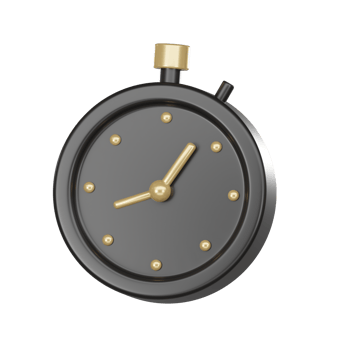3D render black alarm clock png