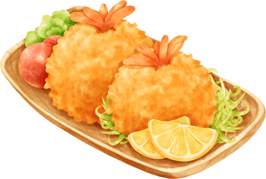 Watercolor japanese fried shrimp png