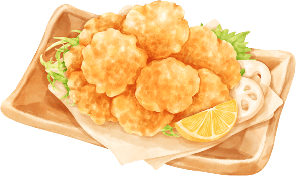 Watercolor Karaage Japanese Fried Chicken png