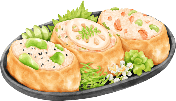 Watercolor inari sushi png