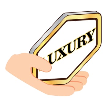 Luxury quality icon isometric vector. Luxury quality sign in human hand icon vector
