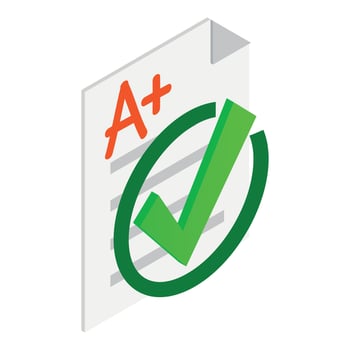 Ecology concept icon isometric vector. White sheet of paper and green check mark vector