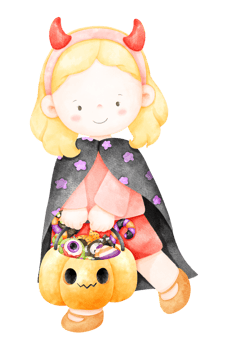 Watercolor halloween kid png