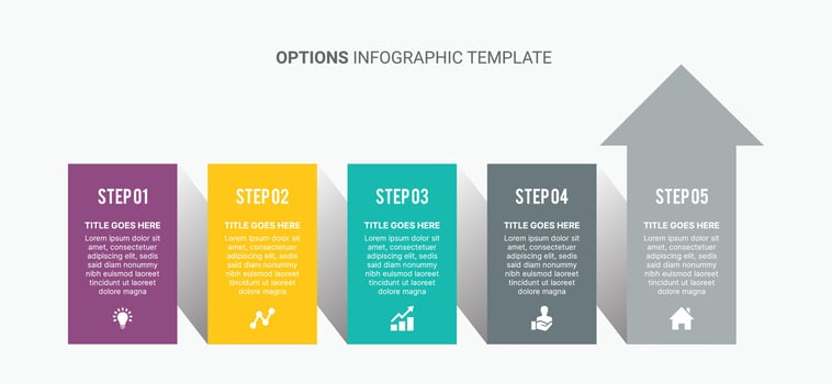 Five Process Steps Arrow Business Infographic Template vector