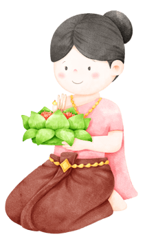 Thai women in traditional costume loy krathong festival png