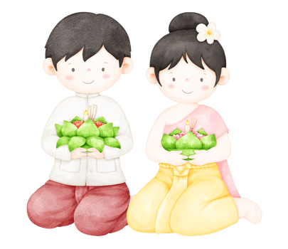 thai couple with krathong png