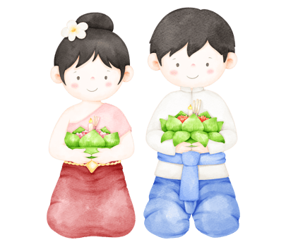 cute couple loy krathong png