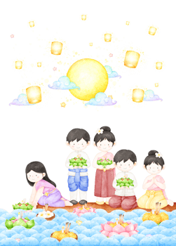 loy krathong festival with thai pelple png